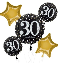 Sparkling Celebration 30th Birthday Foil Balloon Bouquet, 5pc