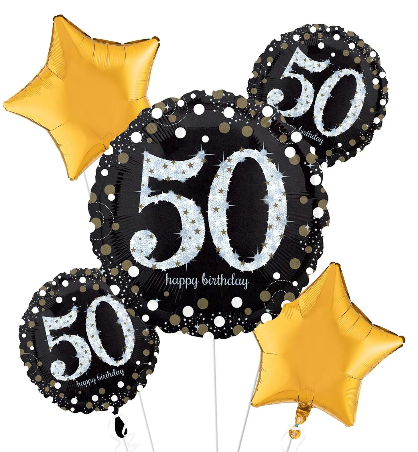 Sparkling Celebration 50th Birthday Foil Balloon Bouquet, 5pc