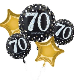Sparkling Celebration 70th Birthday Foil Balloon Bouquet, 5pc