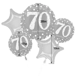 Sparkling Celebration 70th Birthday Foil Balloon Bouquet, 5pc