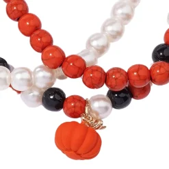 Spider, Pumpkin & Witch Hat Bead Charm Bracelets, 3ct