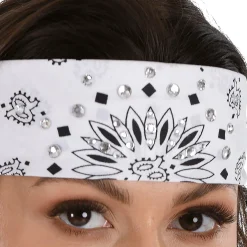 90s Rhinestone White Bandana