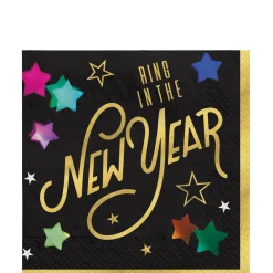 Starlight 2026 NYE Napkins, 16ct (Beverage or Lunch), Sizes Lunch and Beverage