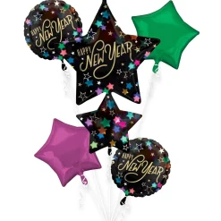 Starlit New Year Foil Balloon Bouquet, 5pc