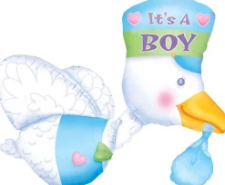 Stork Baby Shower Balloon, 32in, Assorted Colors