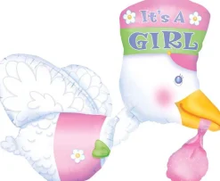 Stork Baby Shower Balloon, 32in, Assorted Colors