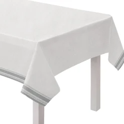 Striped Border Premium Paper Table Cover, 54in x 102in, Assorted Colors