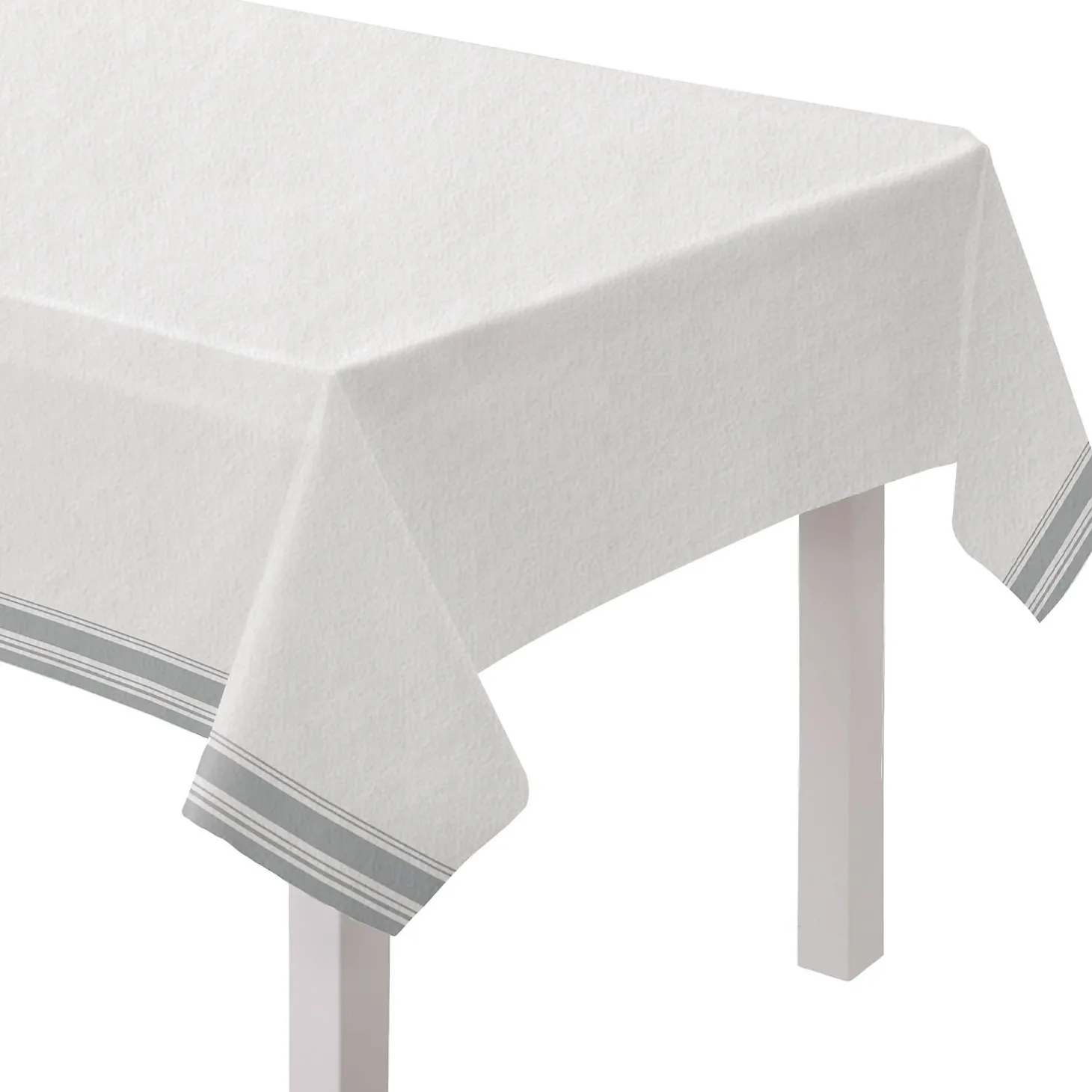 Striped Border Premium Paper Table Cover, 54in x 102in, Assorted Colors