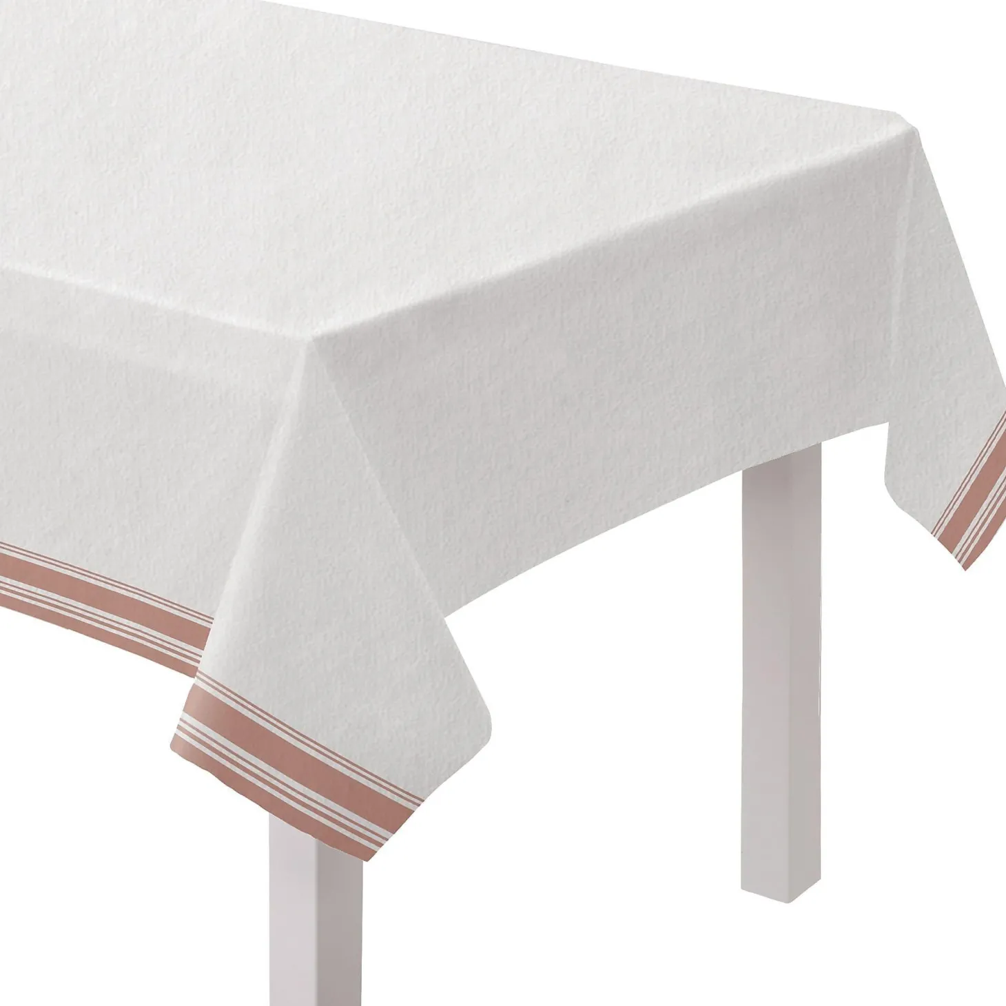 Striped Border Premium Paper Table Cover, 54in x 102in, Assorted Colors