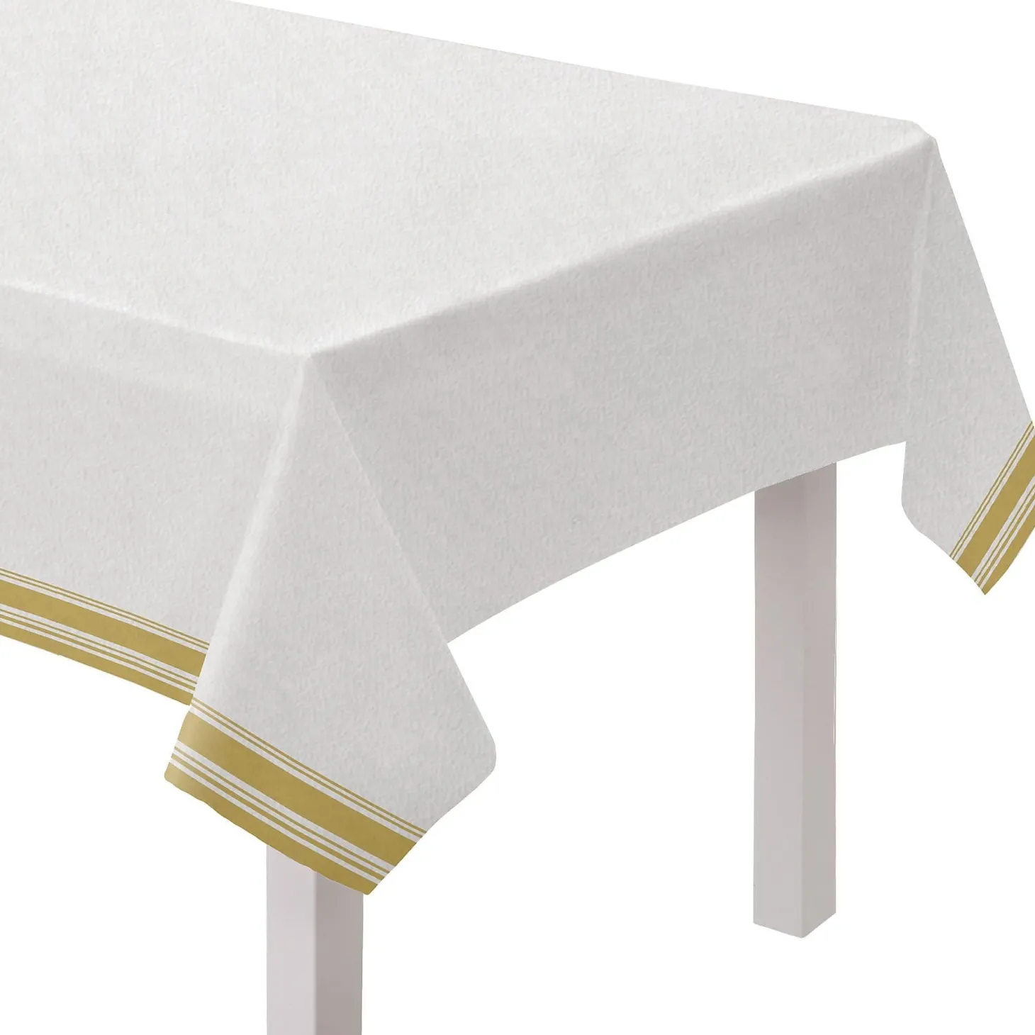 Striped Border Premium Paper Table Cover, 54in x 102in, Assorted Colors