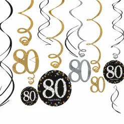 80th Birthday Swirl Decorations 12ct - Sparkling Celebration