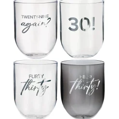 Thirty! Wine Glasses, 4pc