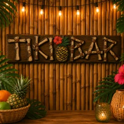 Tiki Bar Vacuform Plastic Sign, 10in x 42in