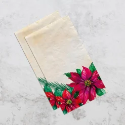 Traditional Poinsettia Plastic Tablecover, 1pc 54 x 102in