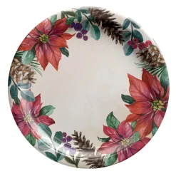 Traditional Poinsettia Plates, 8ct (Dinner or Dessert), Sizes Dinner and Dessert
