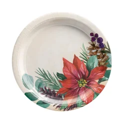 Traditional Poinsettia Plates, 8ct (Dinner or Dessert), Sizes Dinner and Dessert