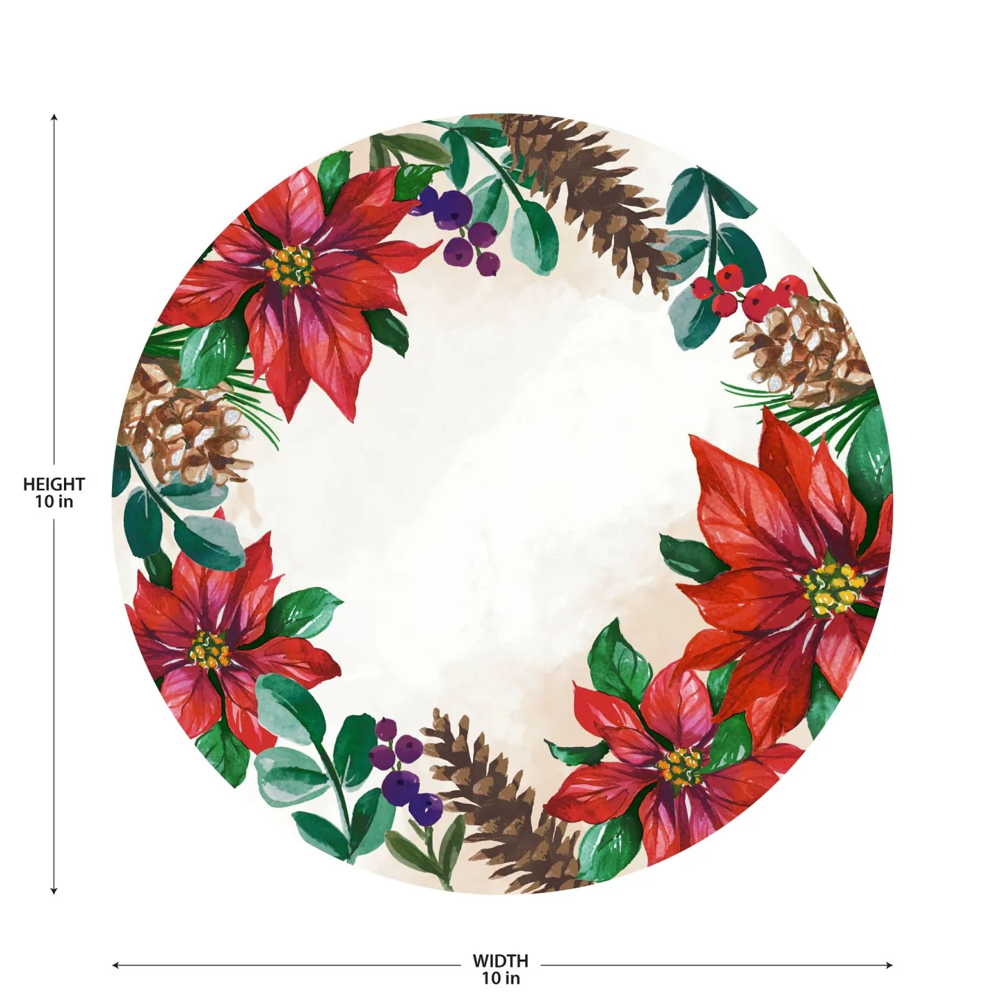 Traditional Poinsettia Plates, 8ct (Dinner or Dessert), Sizes Dinner and Dessert