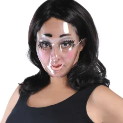 Transparent Disguise Mask, 1ct - Doll Eyes, Grin, Makeup or Mustache
