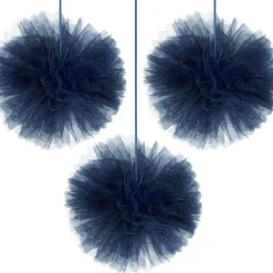 Tulle Tissue Pom Poms, 3ct, Assorted Colors