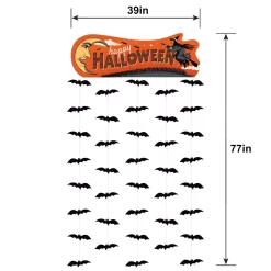 Vintage Halloween Cardstock Door Curtain, 3.25ft x 6.41ft