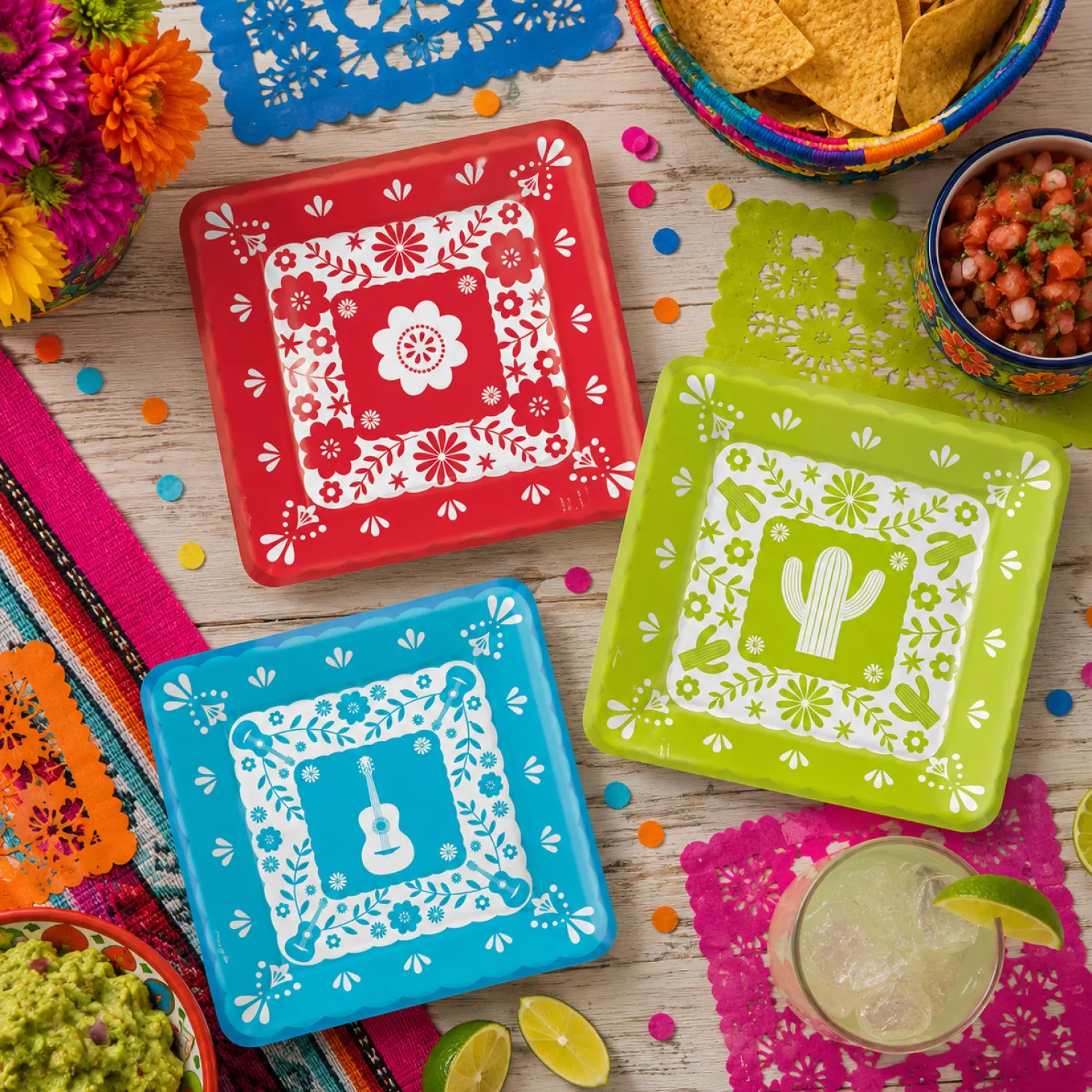 Viva la Party Square Paper Plates, 8ct