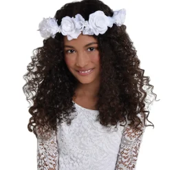 White Flower Girl Head Wreath, 6in