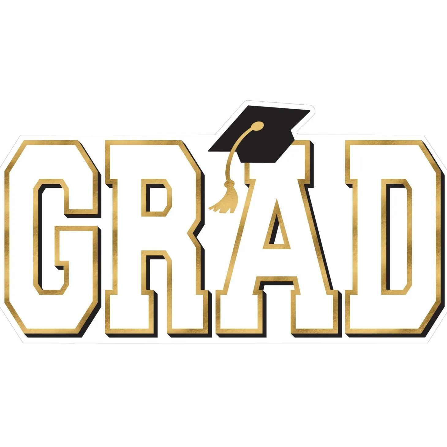 White Giant Graduation Cutout, 28in x 15in