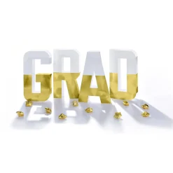 White & Gold Foil GRAD Tabletop Letters, 10in