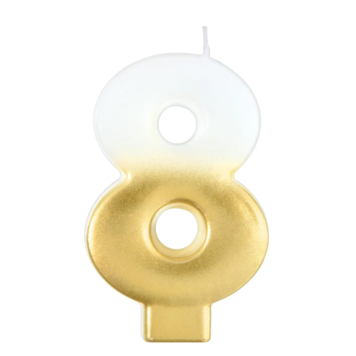 White & Gold Number (0-9) Birthday Candle, 3in