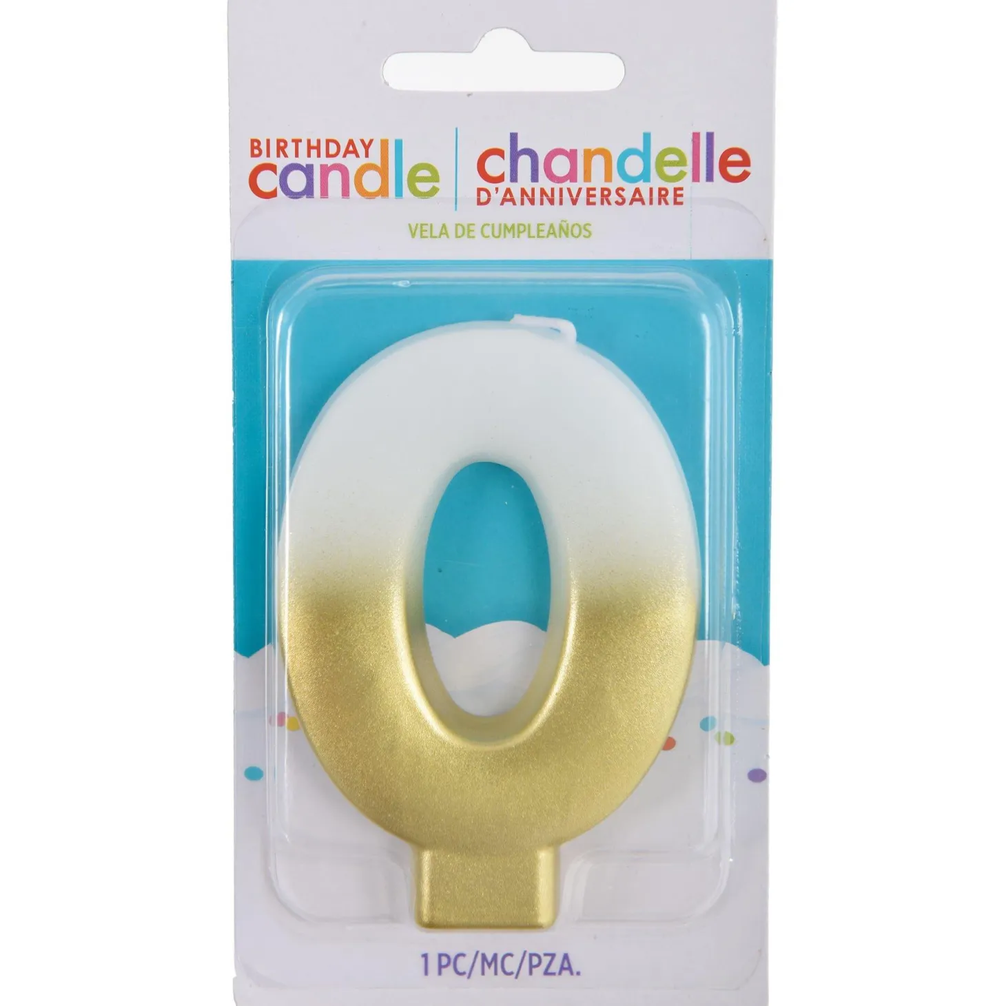 White & Gold Number (0-9) Birthday Candle, 3in