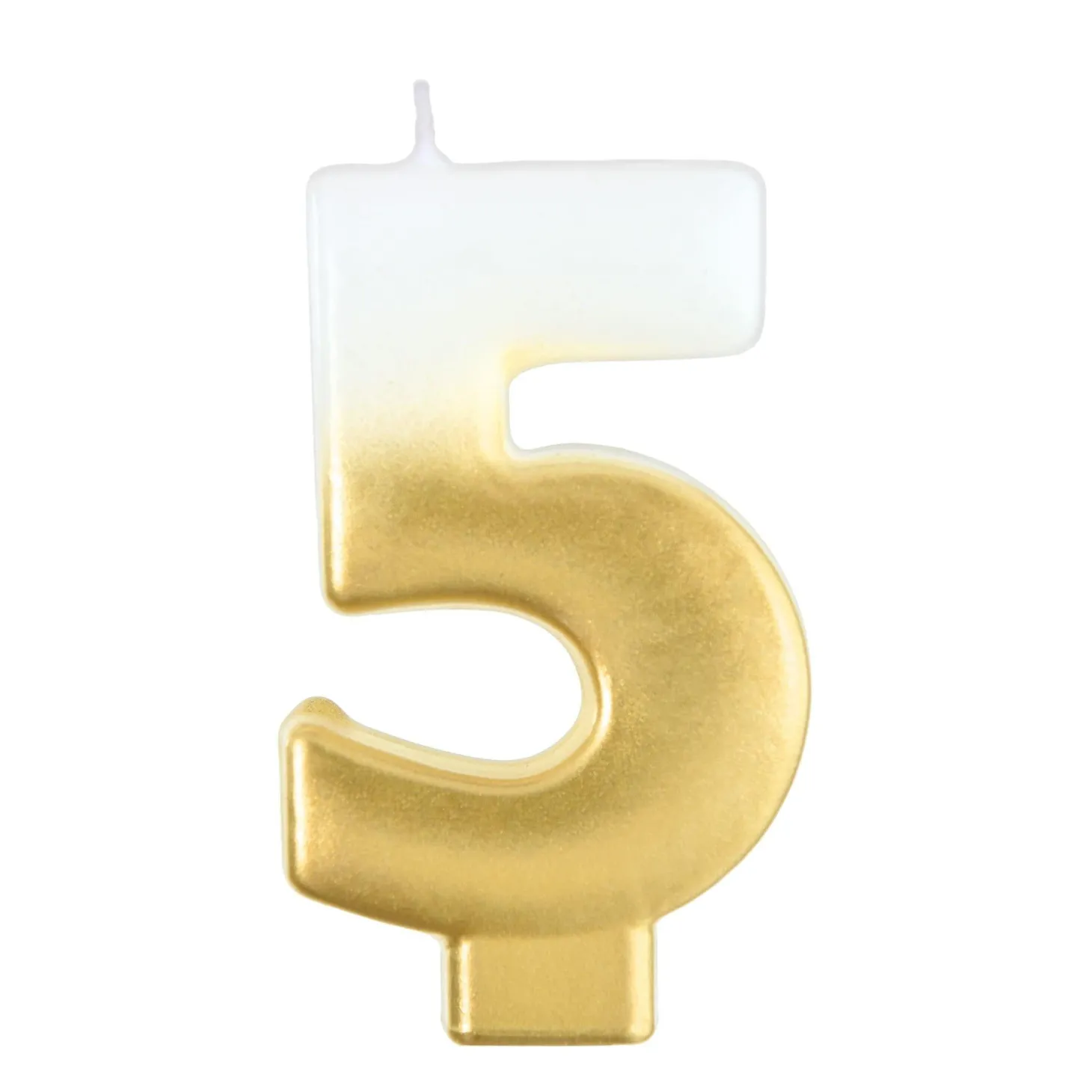 White & Gold Number (0-9) Birthday Candle, 3in