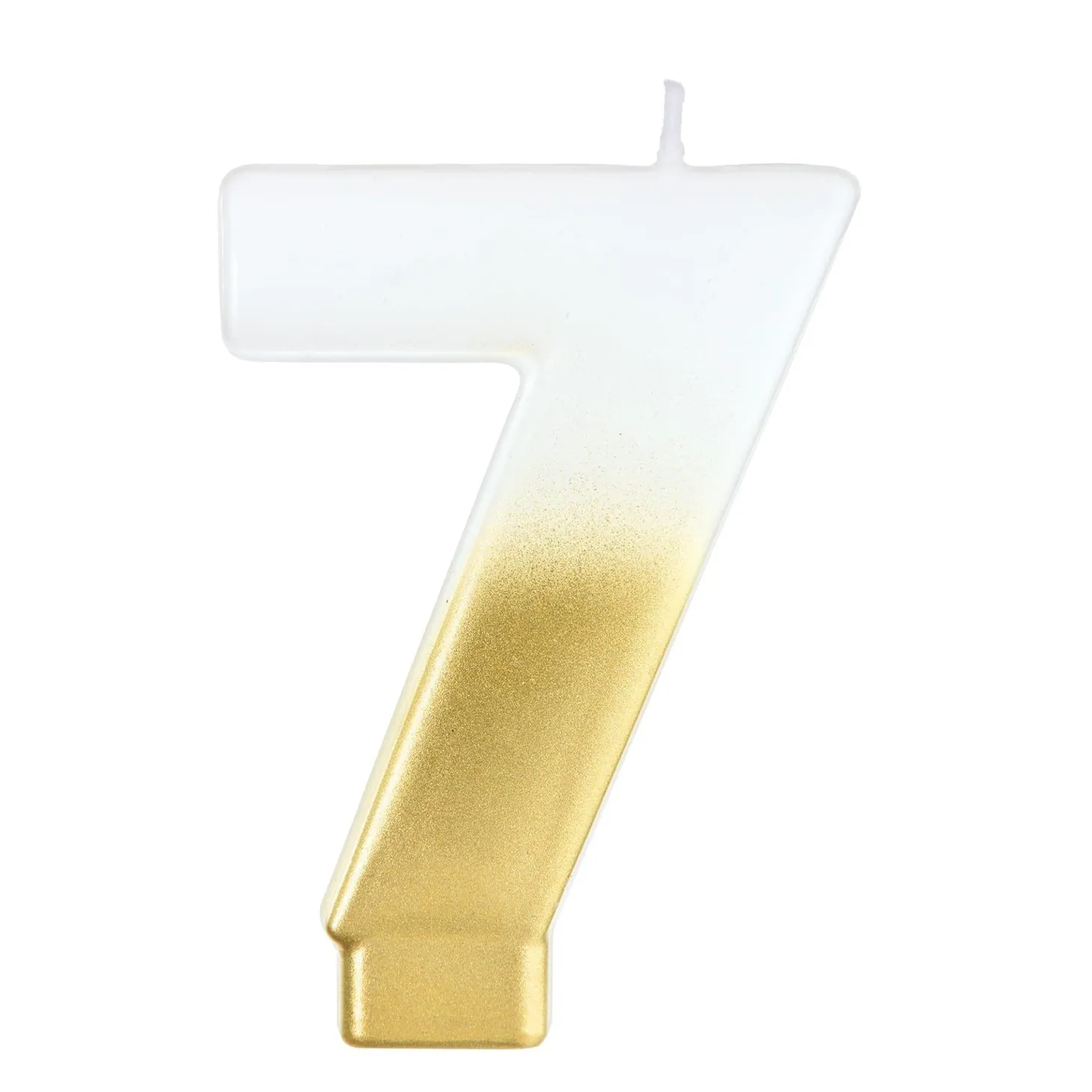 White & Gold Number (0-9) Birthday Candle, 3in