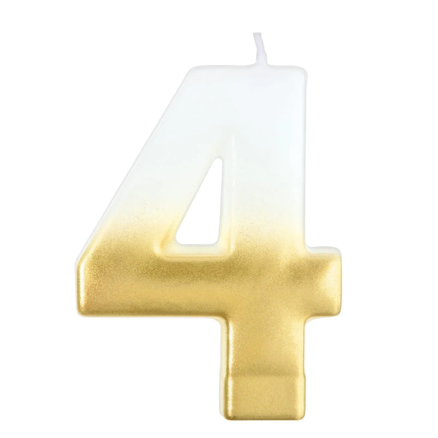 White & Gold Number (0-9) Birthday Candle, 3in