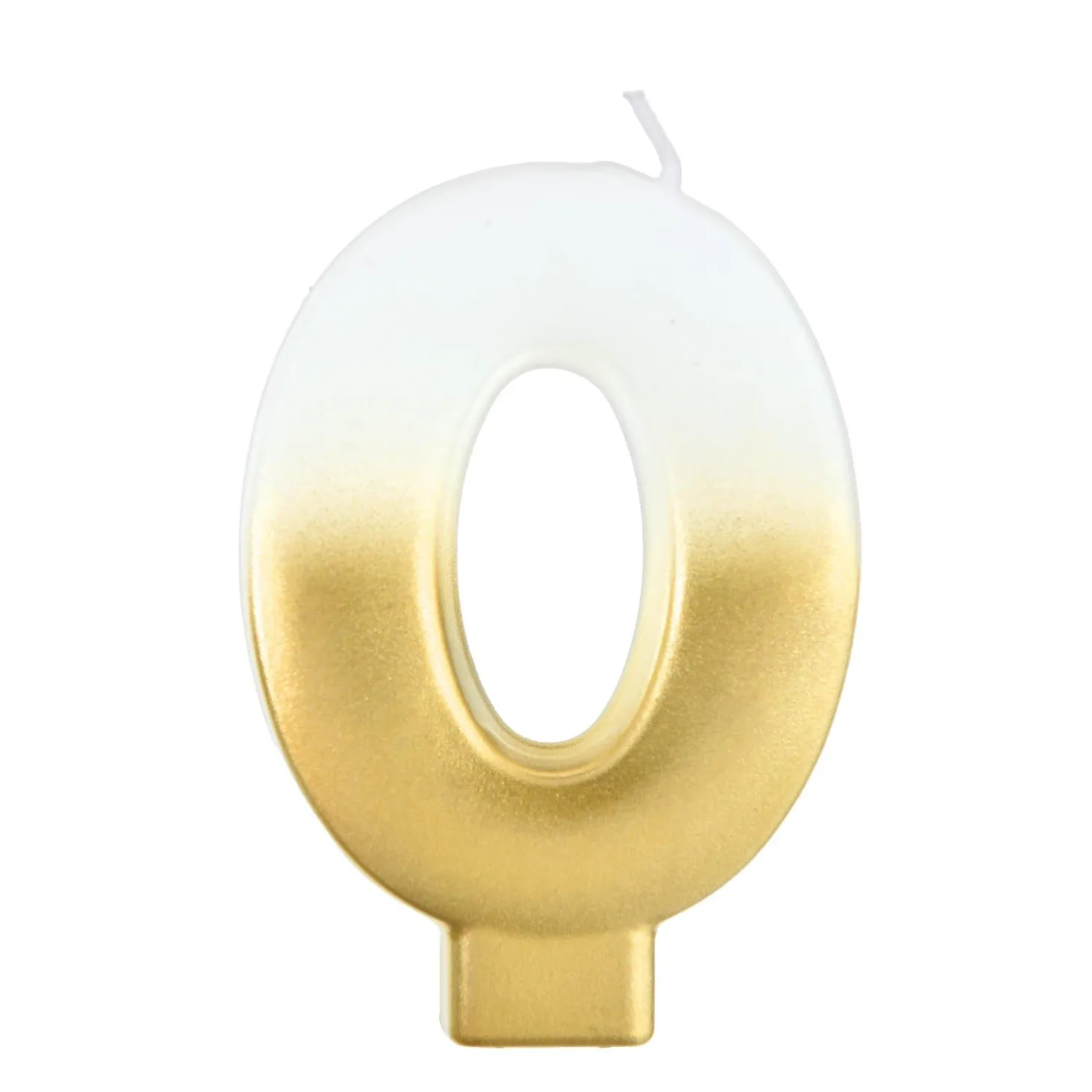 White & Gold Number (0-9) Birthday Candle, 3in