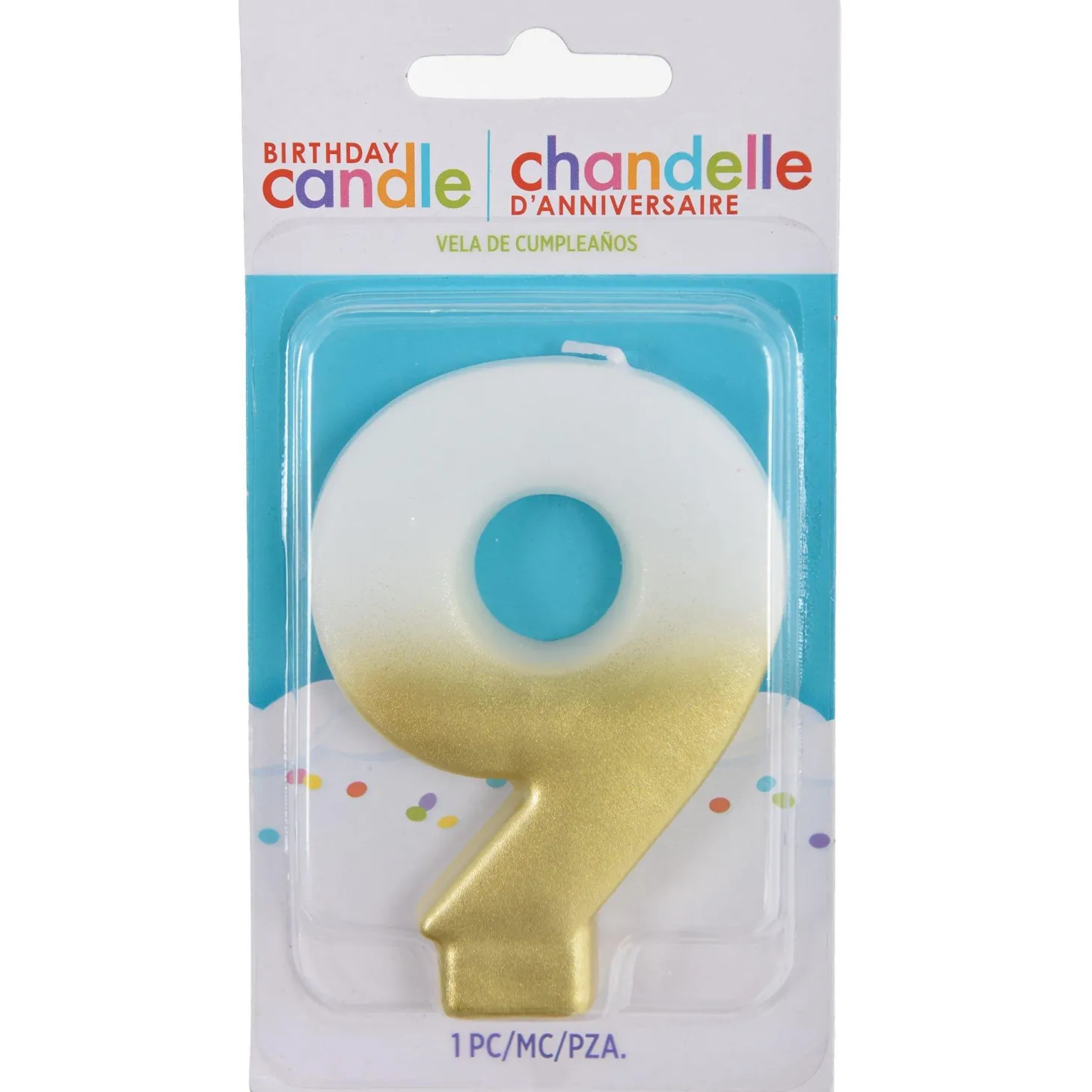 White & Gold Number (0-9) Birthday Candle, 3in