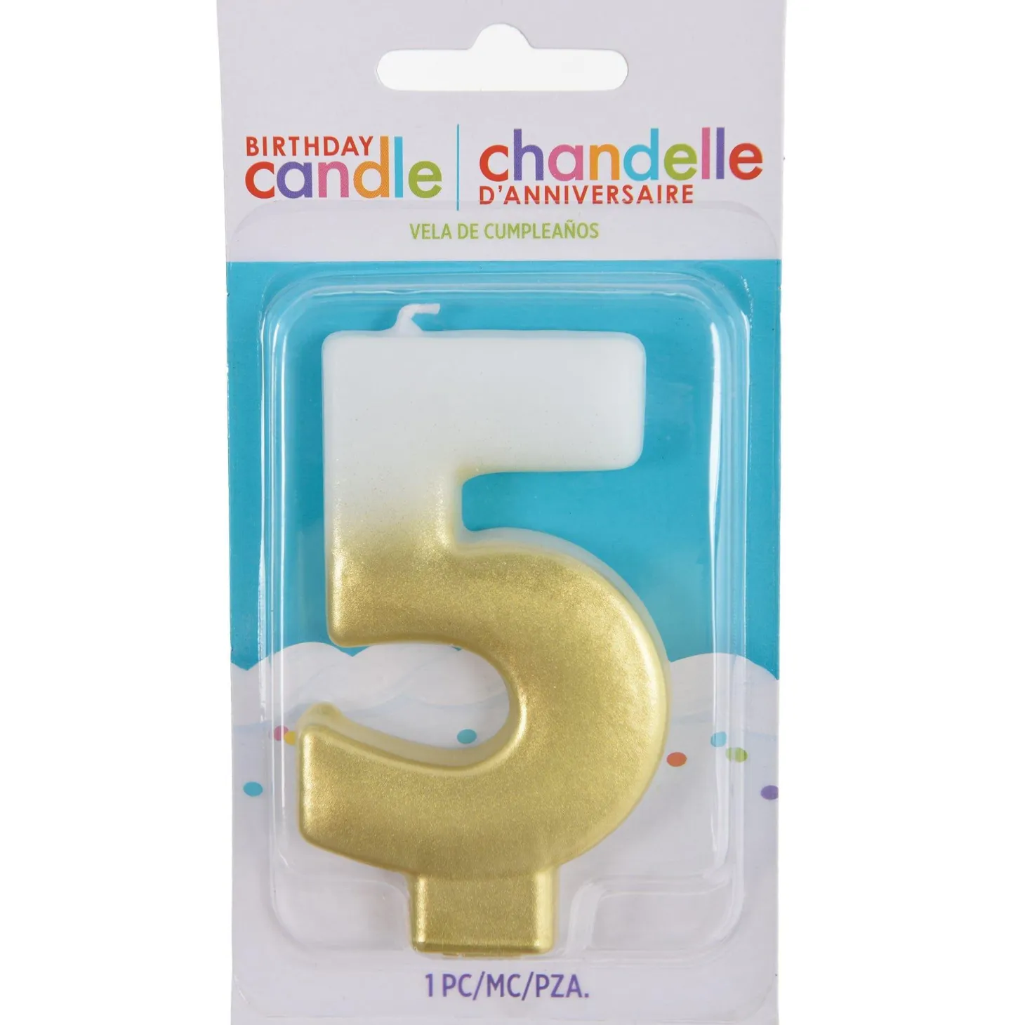 White & Gold Number (0-9) Birthday Candle, 3in