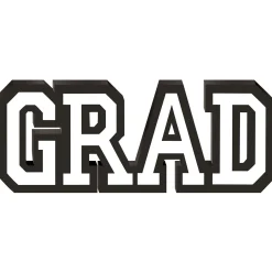 White Grad MDF Standing Sign, 13.12in x 5.25in