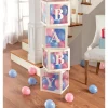 White Pop-Up Baby Block Decorations with Blue & Pink Mini Latex Balloons, 11.75in