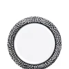 White With Silver Mosaic Rim Premium Plastic Dessert Plates, 7.5in, 20ct