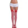 Women's Red and White Striped Candy Cane Thigh High Stockings