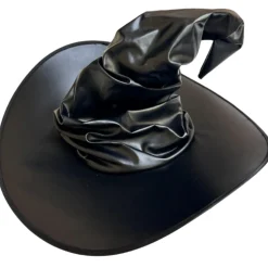 Wrinkly Faux Leather Posable Witch Hat