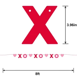 XOXO Valentine's Day MDF & Plastic Banner Set, 2pc, 6ft